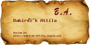 Babirák Attila névjegykártya